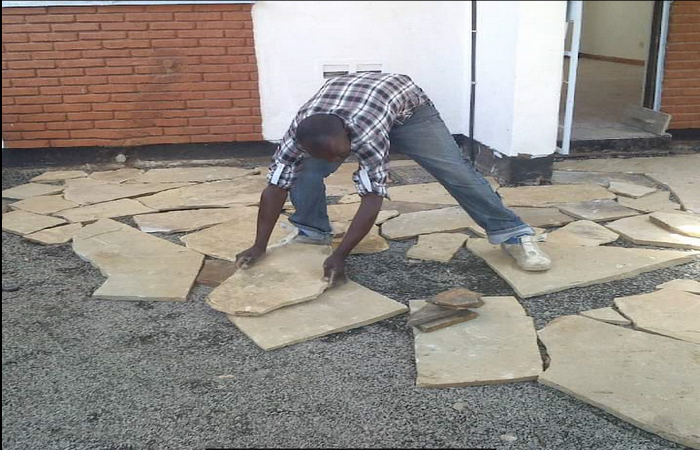 Floor Construction Works Using Mazeras Stone